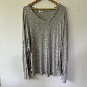 Planet Gold Sweater Womens Plus Size 3XL Gray V-neck Knit Pullover